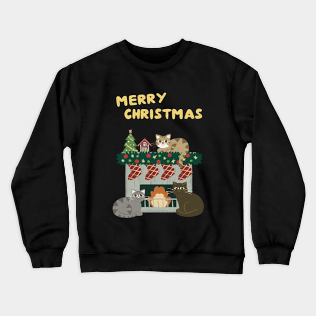 Merry Christmas cats Crewneck Sweatshirt by AbbyCatAtelier